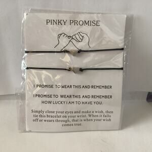 4451 NIP Heart Pinky Promise Love Charm Adjustable Best Friend Bracelets Couple